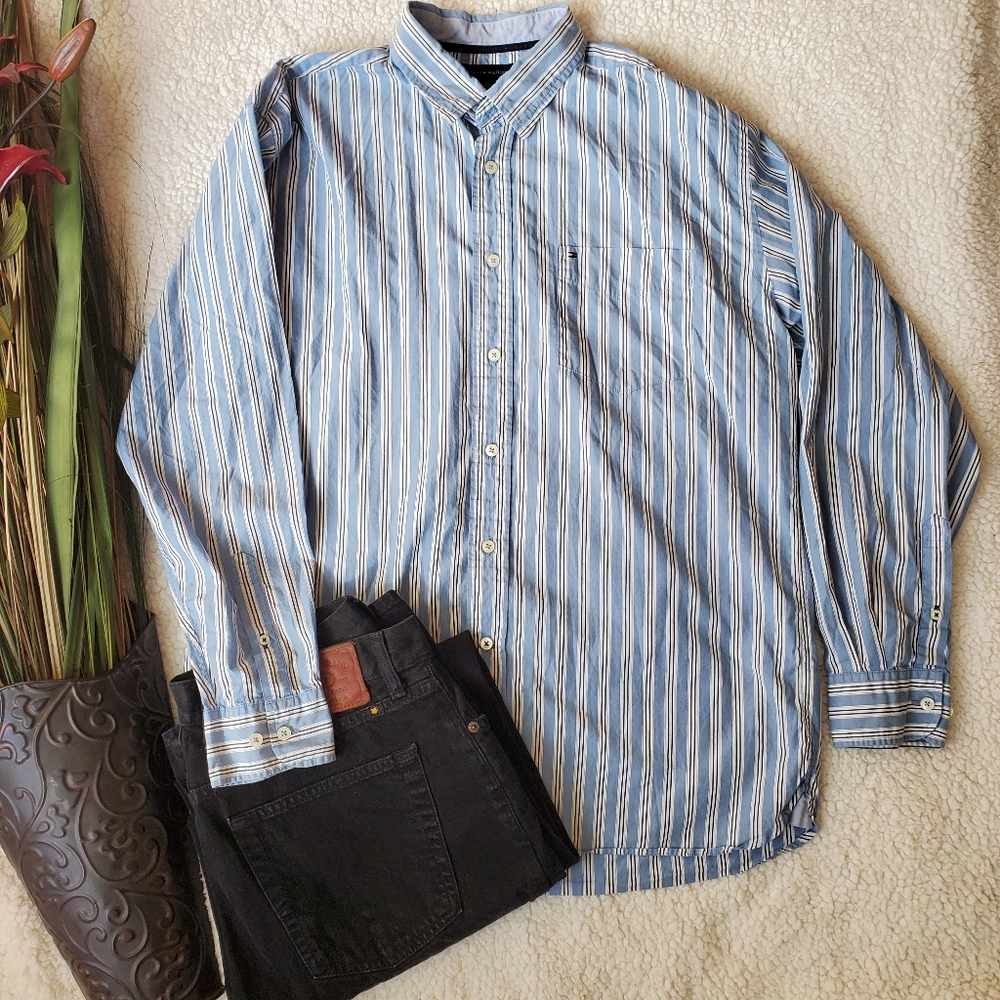 Tommy Hilfiger Long Sleeve Striped Button Up Shirt